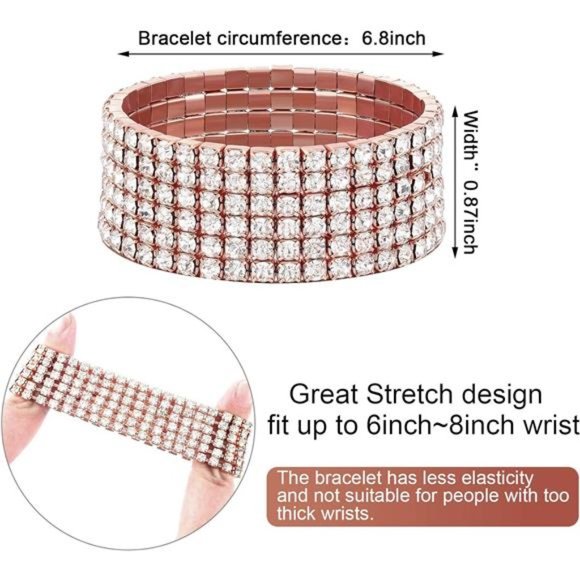 Hicarer 3 Pieces Women Rhinestone Jewelry Set Rhinestone Tassel Choker Necklace - Picture 4 of 7